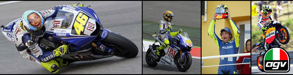 Rossi In Action With AGV Helmets
