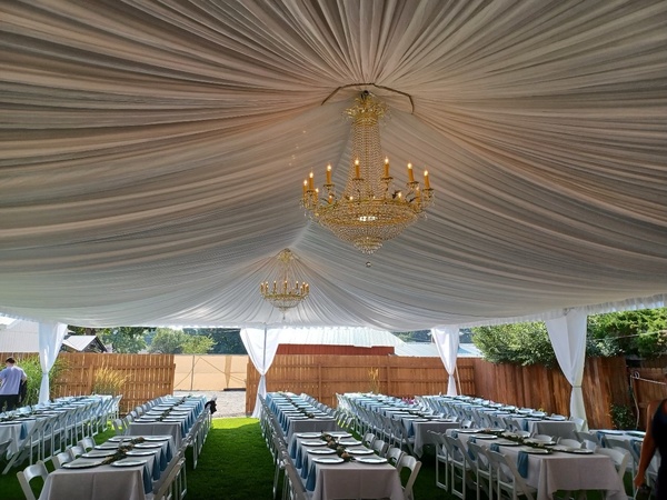 40' X 60' Frame Tent with Liner and Chandeliers