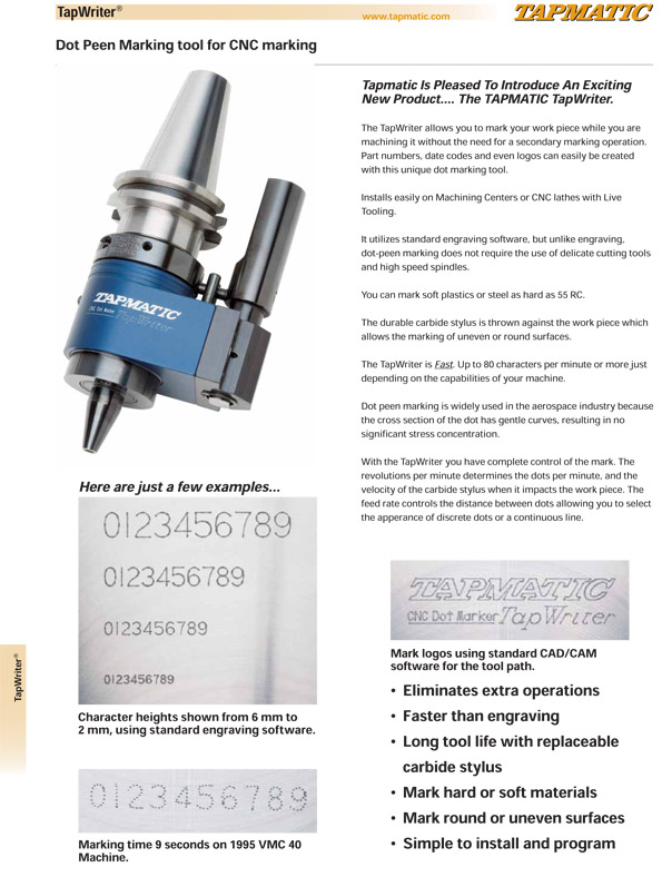 Tapmatic Catalog Cover